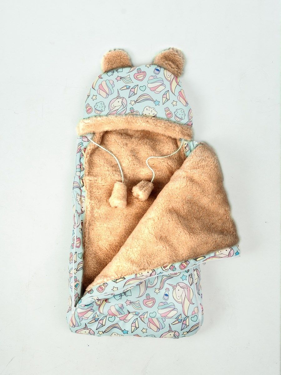 снимок Конверт детский меховой на выписку "Единороги" 82*42 (до 6 мес), 100*46 (до 1 года) от магазина BIO-TEXTILES ОПТ