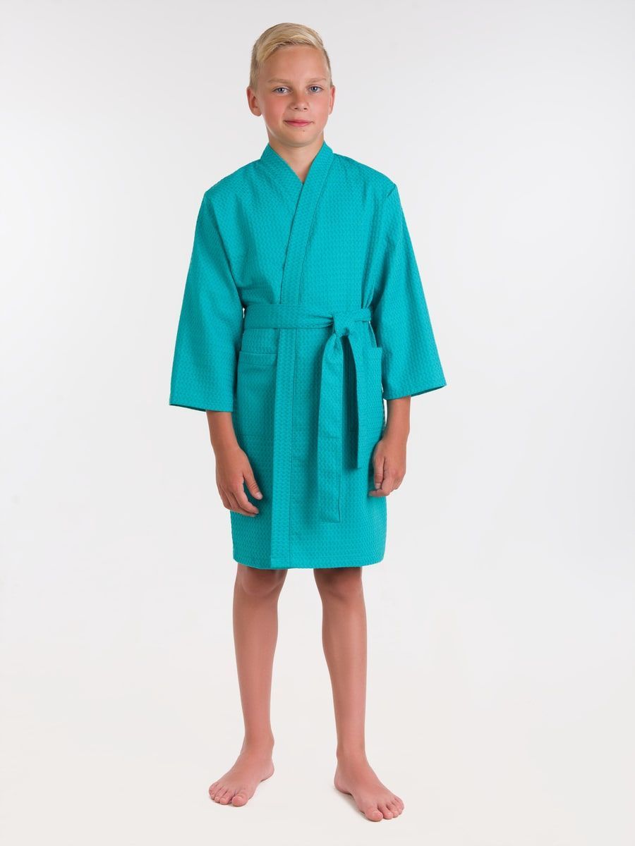 снимок Халат вафельный детский изумрудный от магазина BIO-TEXTILES ОПТ