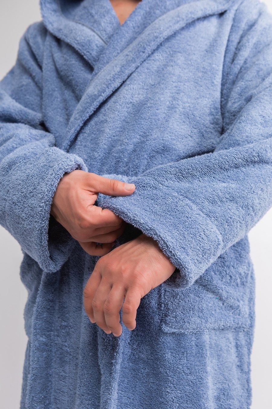 снимок Халат махровый с капюшоном лазурь от магазина BIO-TEXTILES ОПТ